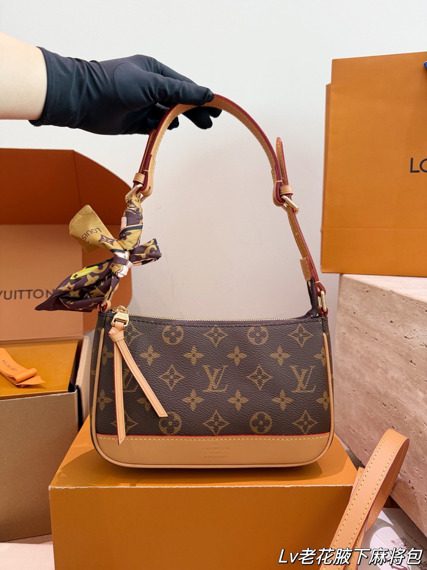 LV Monogram Handbag Monogram Canvas Denim Fabric 4